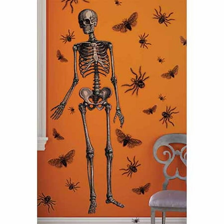 Martha Stewart Halloween Wall Clings, 47/pkg, Skeleton w/Spiders and Moths