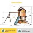 thumbnail image 3 of Large 8 IN 1 Wooden Swing Slide Set Playhouse with Belt Swings,Wave Slide,Rock Wall,Play Kitchen,Tic-Tac-Toe,Toy Telescope,Steering Wheel,Backyard Garden Outdoor Fun Playground, 3 of 24
