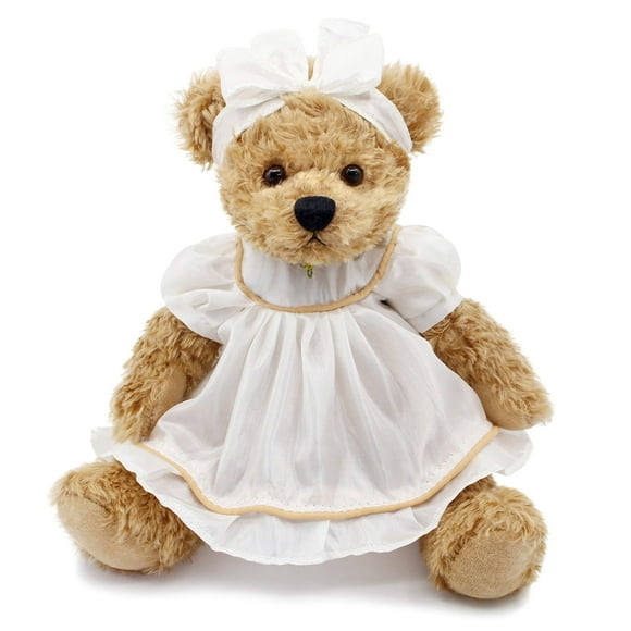 Oitscute Small Baby Teddy Bear with Cloth Cute Stuffed Animal Soft Plush Toy 10" (White Sleepwear)