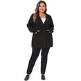 thumbnail image 3 of DARING DIVA Women's Plus Lapel Button with Pocket Jackets Long Blazer 3X Black, 3 of 6