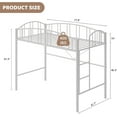 thumbnail image 2 of Loft Bed Twin Size with Arched Guardrail and Safety Ladder, Heavy Duty Metal Single Bunk Bed Loft for Small Space, 2 of 7