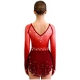 thumbnail image 2 of Manyakai Women's Sparkly Rhinestone Figure Skating Dance Dress Rhinestones Gymnastics Leotard Burgundy XXL, 2 of 5