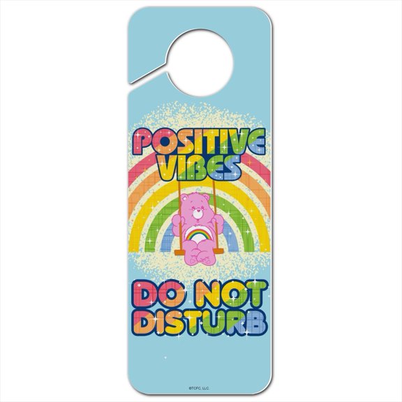 Care Bears Cheer Bear Positive Vibes Plastic Door Knob Hanger Sign