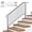 Silver, variant on Silver Powder Coated Galvanized Iron Stair Handrail Curved Step Railing Fit 4-5 Steps Outdoor Garden Safety Iron Picket Rail With Installation Hardware