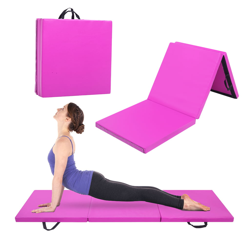 Purple Folding Large 8ft Play Gym Mat Floor Exercise Yoga 2" Foam PVC Gymnastics 
