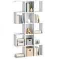 thumbnail image 1 of HOMCOM 5-Tier Bookshelf, S Shaped Geometric Bookcase, White Wood Grain, 1 of 10