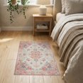 thumbnail image 3 of ODIKA Vintage Pink Distressed Ornate Scrolling Vine Border Textured Non-Slip Low Profile for Hallway, Study Room, Playroom, 3 of 7