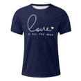 thumbnail image 4 of T-shirts Assortis de la Saint-Valentin pour Couples, Imprimé de Lettres, Col Rond Décontracté, Manches Courtes, T-Shirt Léger, Confortable, Doux, Mari Femme, Chandail, Ensembles, Bleu Marine, TTG, 4 of 4