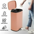 thumbnail image 3 of NiamVelo Kitchen Trash Can 13 Gallon with Soft Slow Lid Big Step Trash Can with Removable Plastic Inner Bucket Stainless Steel Garbage Can for Bathroom Kitchen and Office Trash Bin 50 Liter, Pink, 3 of 8