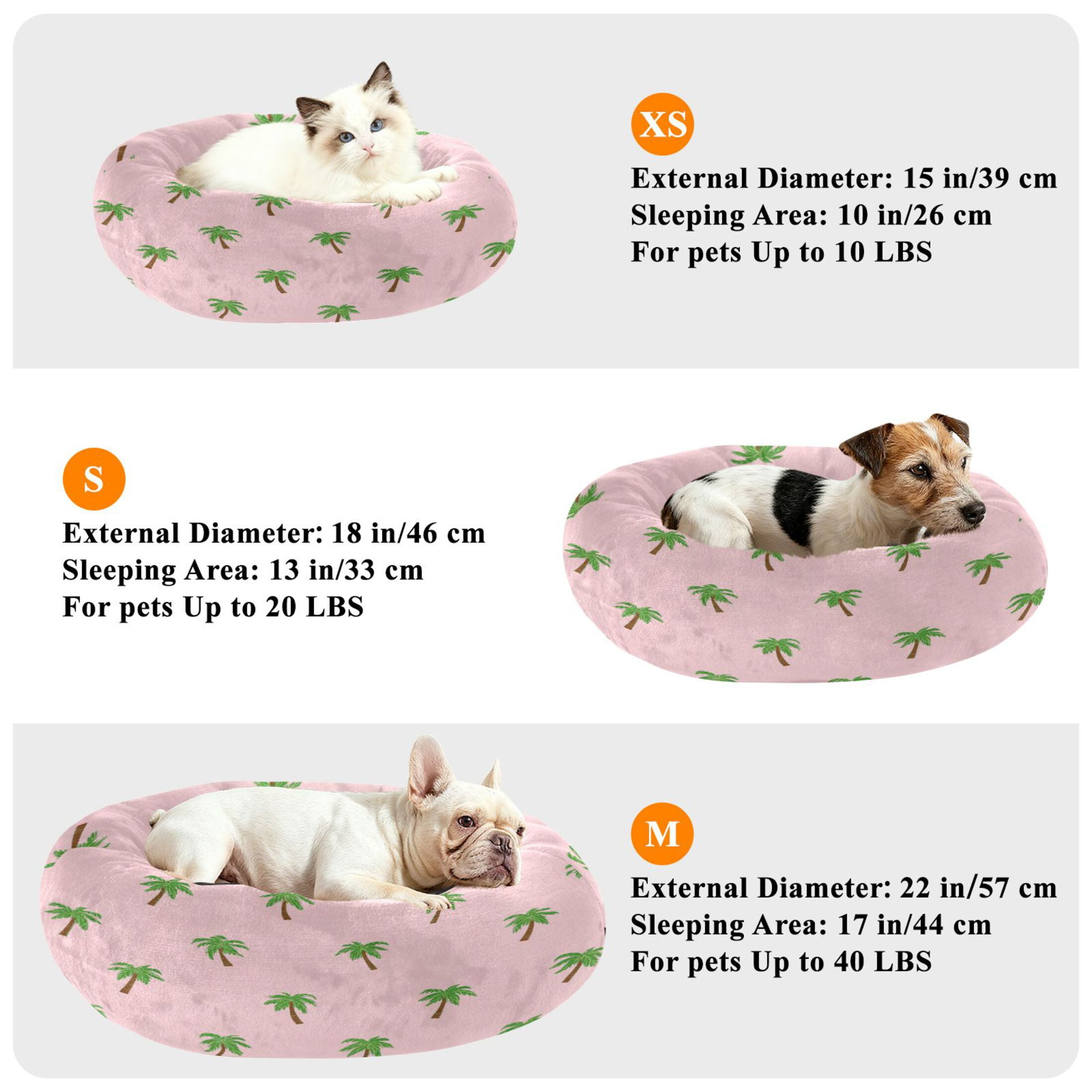 Iauyy Pet Couch Donut Cat Bed for Indoor Cats/Small Dogs Washable & Machine with Non-slip Bottom Calming Cat Furniture, Flat Illustration (M)