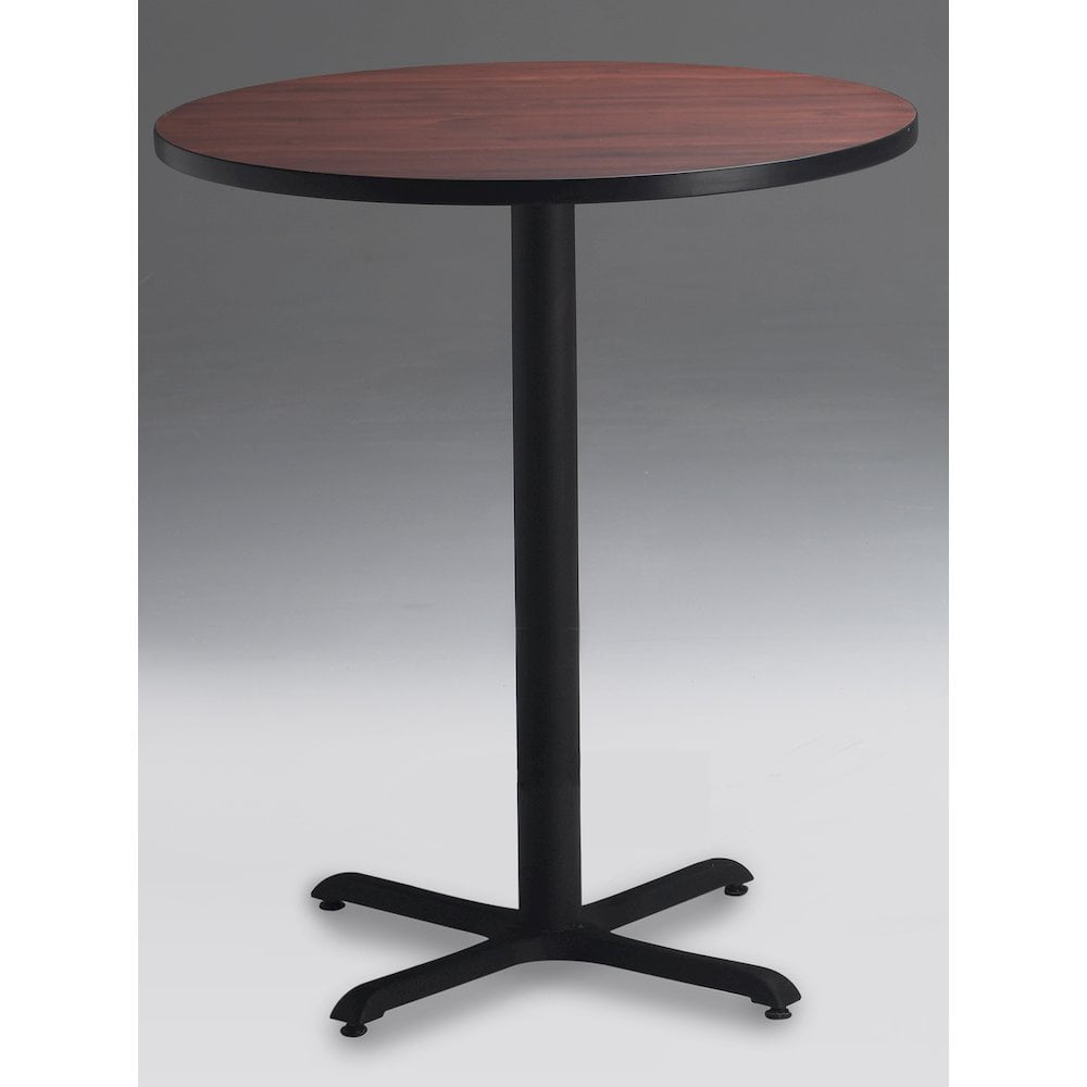 42" Round Bar Height Table Black Base, Regal Mahogany