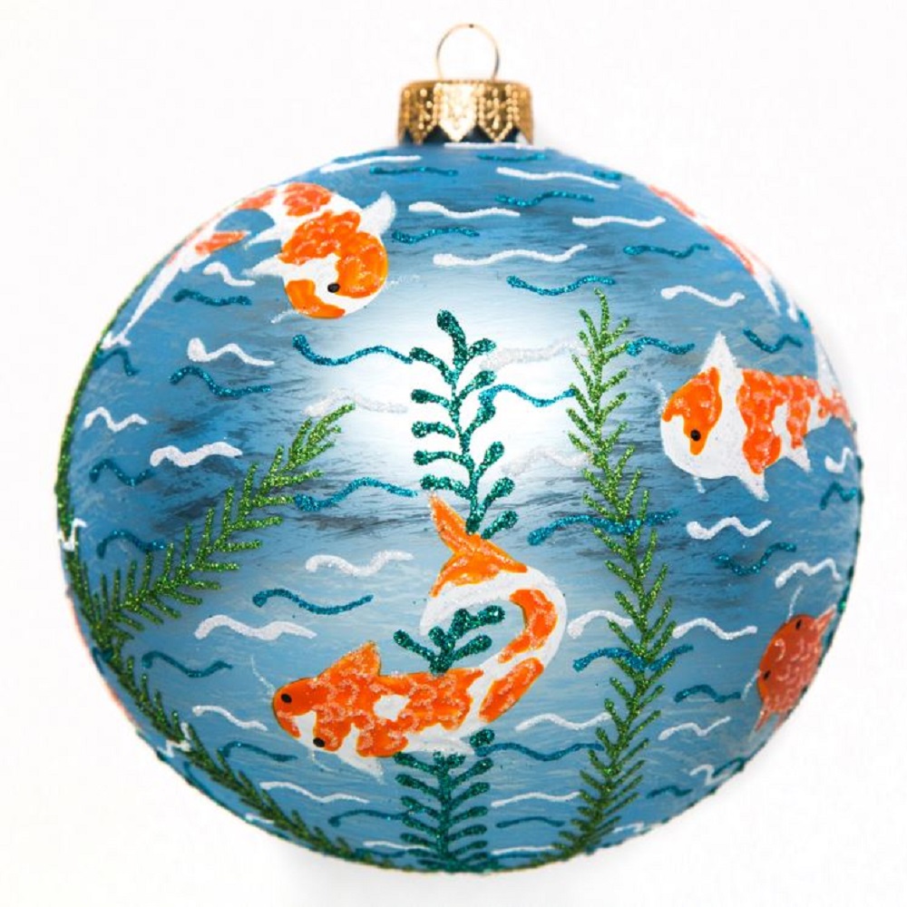 Koi Pond Fish Polish Glass Ball Christmas Tree Ornament Made in Poland