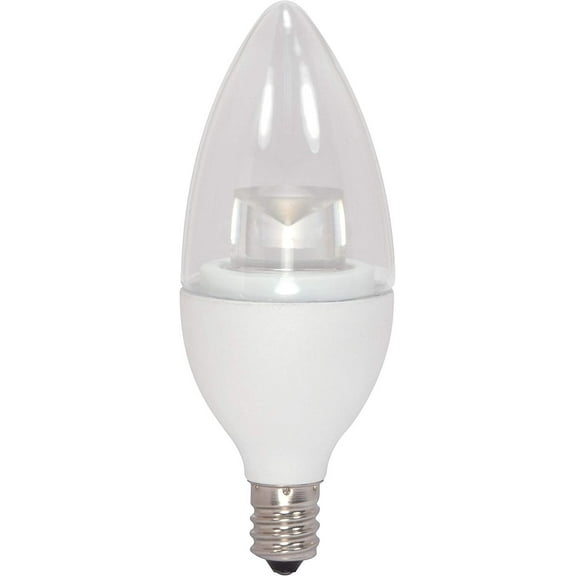 Satco S8952 Candelabra Light Bulb in White Finish, 3.75 inches, 4.5W, Clear