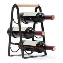 Wine Rack, 6 Bottle Wooden Countertop Free Standing Shelf,3 Tier Bottle Holder Stand for Home Bar Tabletop, Kitchen,1 * Wine Rack,Black