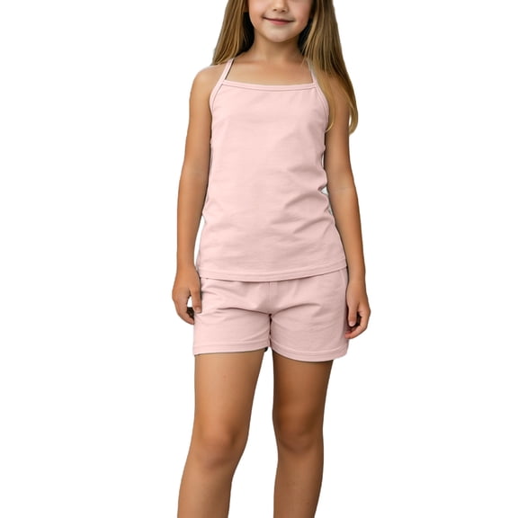 Cethrio Girls Cotton Outfit Sets, Casual Two Piece Sleeveless Summer Girls' Clothing Sets Hot Pink Size 13-15T