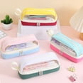 thumbnail image 1 of Estuche cilíndrico con cremallera de gran capacidad | Bolso organizador de papelería de poliéster duradero | Asas portátiles | 8,46x3,15,54 en rosa, blanco, verde, amarillo | Almacenamiento, 1 of 6