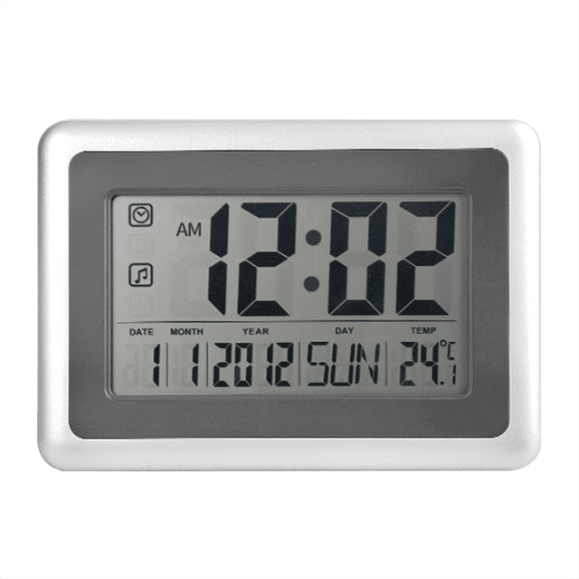 Reloj Digital con Calendario y Temperatura, Reloj Despertador con Pantalla LCD Grande con DíGitos Extragrandes, FáCil de Leer y Configurar