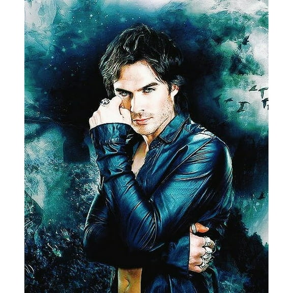 Adult DIY 5D Diamond Painting Kit, Vampire Diaries Series Art Round Diamond, Full Diamond Diamond Embroidery Kit, Mosaic Cross Stitch Craft Home Wall Decoration