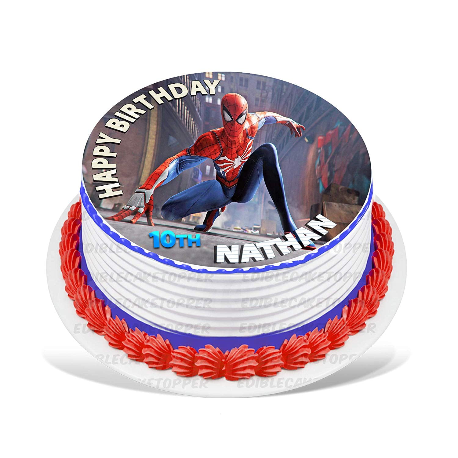 Spiderman Red Ultimate Personalised x1 Edible Cake Topper A4 Icing Sheet Decor 