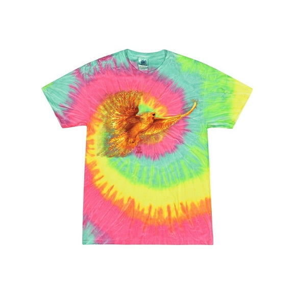 Wild Bobby, Mythical Fiery Phoenix, Pop Culture, Tie-Dye Tees, Minty Rainbow, X-Large