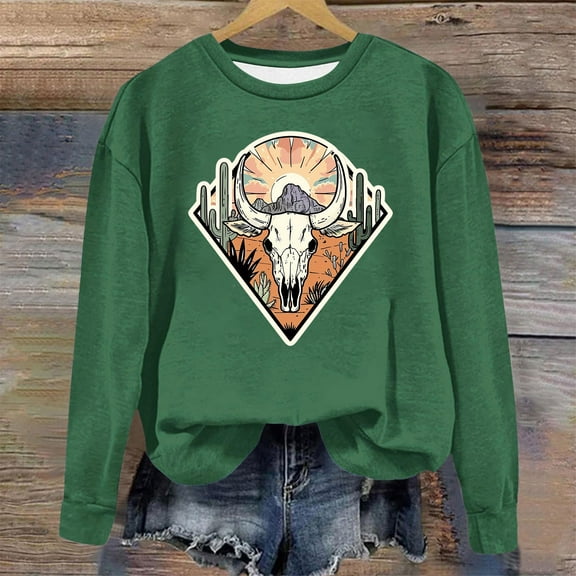 Hoodless Sweatshirt for Women Casual Printed Round Neck Long Sleeved Winter Pullover Hoodie