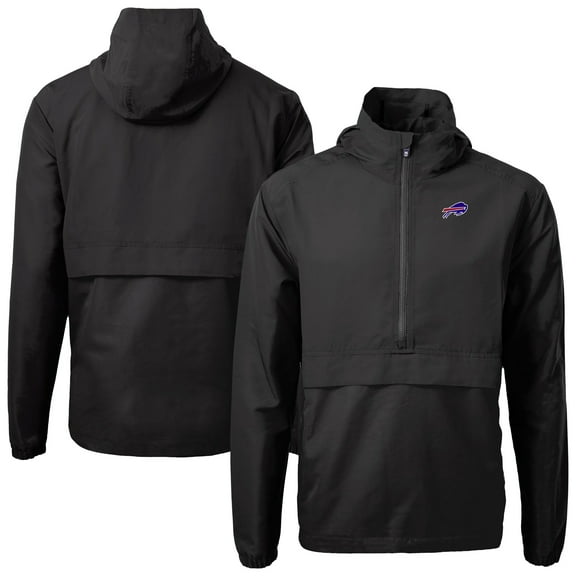 Men's Cutter & Buck Black Buffalo Bills Charter Eco Recycled Anorak Half-Zip Jacket