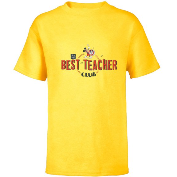 Disney Mickey Mouse Best Teacher Club - Short Sleeve T-Shirt for Kids - Customized-Yellow