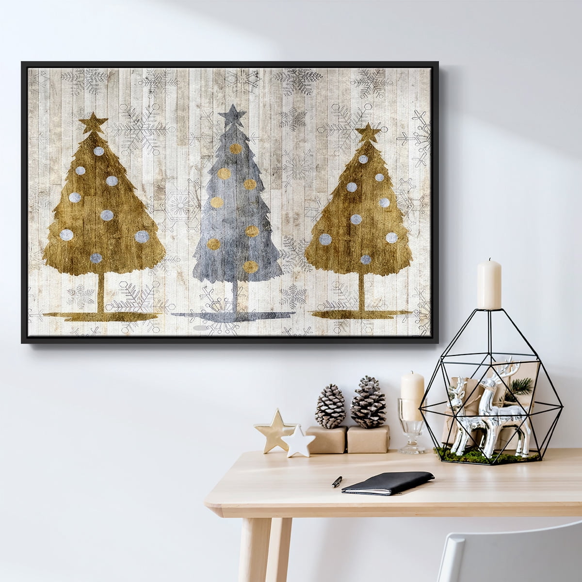Sophisticated Christmas Collection A - Framed Gallery Wrapped Holiday Canvas - 27 x 41 - Black Frame