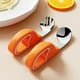 thumbnail image 1 of Juego de tenedores de cuchara de acero inoxidable | Cubiertos de mango corto | Diseño ergonómico de aprendizaje | Fácil limpieza | Color sin decoloración | 4.5 pulgadas Blanco Naranja | Vajilla, 1 of 6