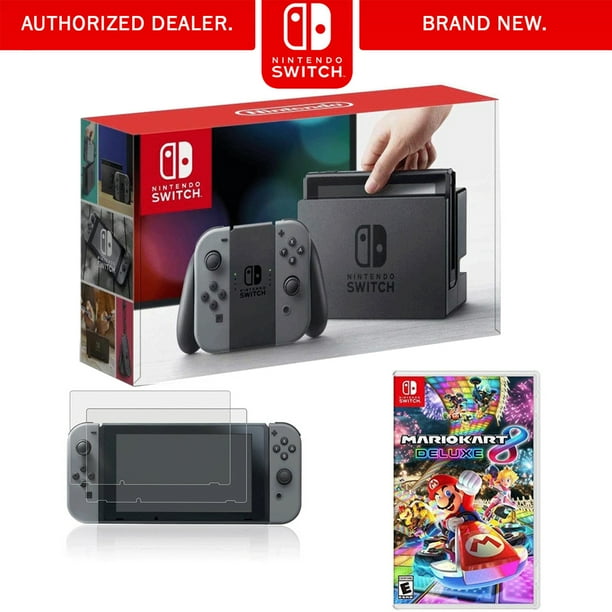 Nintendo Switch 32 Gb Console W Gray Joy Con Bundle With Mario Kart 8 Deluxe For Nintendo Switch And Tempered Glass Screen Protector For Nintendo Switch 2 Pack Walmart Com Walmart Com