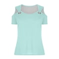 thumbnail image 6 of Giftesty Blouses for Women Dressy Casual Women Summer Sexy T- Shirt Cold Shoulder Pullover Blouse V-Neck Short Sleeve Solid Tops, 6 of 8