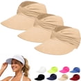 thumbnail image 2 of Pumxq Sun Visor Hats with Windproof Rope Casual Jazz Hat Fedora Sun Hats for Women Brim Packable Beach Hat Women Mens Dress Hats for Suits Foldable Beach Hat Women's Sun Hat A7 Khaki One Size, 2 of 5