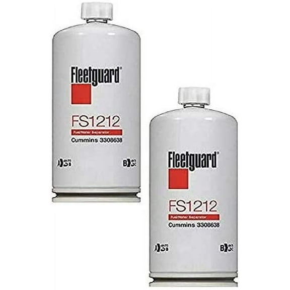 FS1212 Fleetguard Fuel/Water Separator Spin-On Filter (Pack of 2)