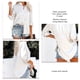 thumbnail image 5 of Blusa de jacquard de satén con cuello en V para mujer, blusa holgada informal con cuello vuelto y cierre de botones, blusas de manga larga, camisa blanca L, 5 of 6