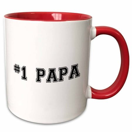 3dRose #1 Papa - Number One Papa - for great and best dads - black college font text - good for Fathers Day - Two Tone Red Mug,