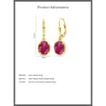 thumbnail image 5 of Gem Stone King 18K Yellow Gold Plated Silver Red Created Ruby Leverback Dangle Earrings for Women (4.00 Cttw, Gemstone July Birthstone, Oval 9X7MM), 5 of 5
