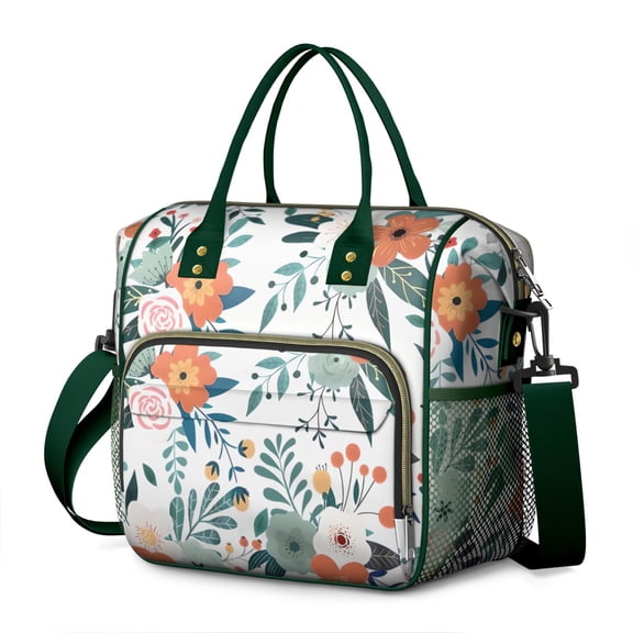Pioneer Flower Floral Print Pattern Womens Lunch Box for Work,Insulated Large Lunch Bag for Tween and Teen,Loncheras Para Mujer,Leakproof Adult Lunch Bag for Work,Beach,Travel,Picnic,Camping
