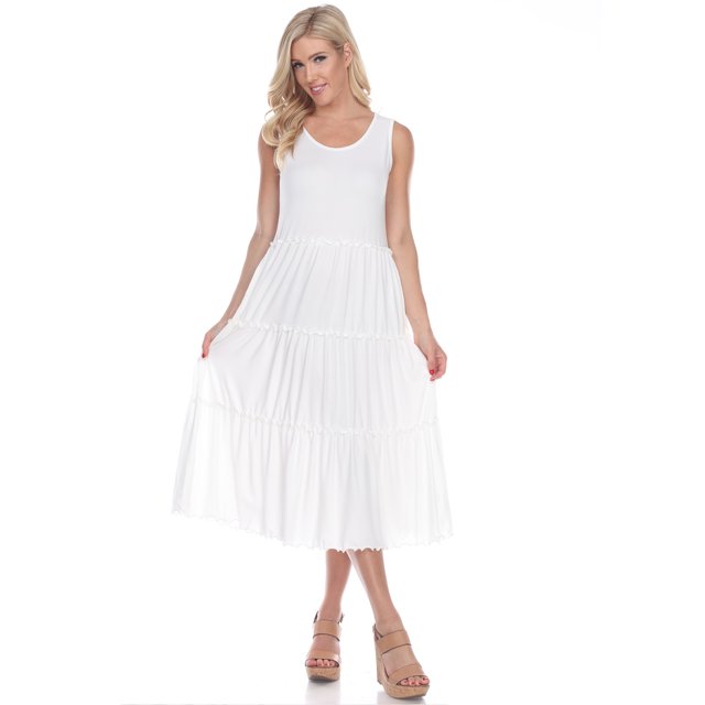 White Mark Robe Midi à Étages à Encolure Dégagée pour Femme