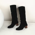 thumbnail image 4 of Fesfesfes Fuzzy Boots for Women Winter Thick High Heel Pointed Sleeve High Tube Suede In Solid Color US:6(37), 4 of 9