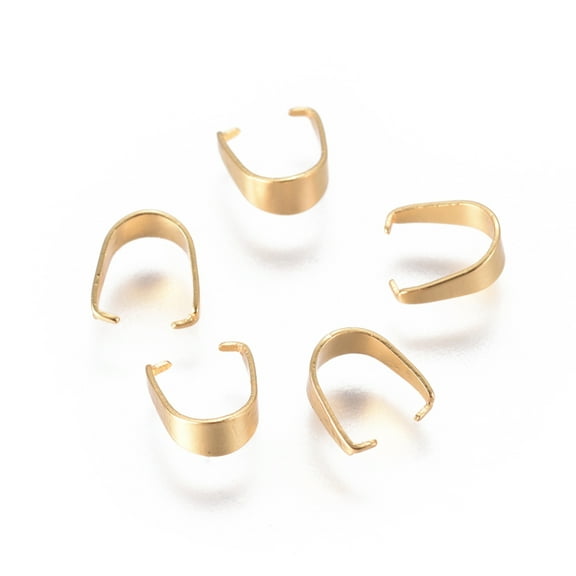 50pc 304 Stainless Steel Snap on Bails Golden 6.5x3mm Pin: 0.3x0.5mm