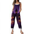 thumbnail image 5 of Plus Size Halloween Boho Overalls for Women Floral Print Linen Jumpsuits 2026 Spaghetti Strap Rompers, 5 of 7