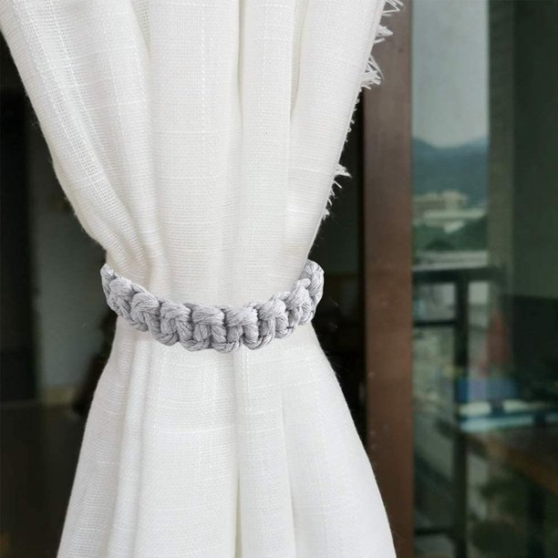 Abrazaderas de Cortina de Yute Natural: Sujetacortinas de Cuerda Tejidas a Mano con Elasticidad Ajustable y Diseño Antideslizante para Decorar y Organizar Ventanas.