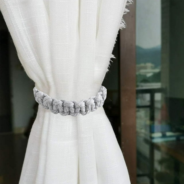 Abrazaderas de Cortina de Yute Natural: Sujetacortinas de Cuerda Tejidas a Mano con Elasticidad Ajustable y Diseño Antideslizante para Decorar y Organizar Ventanas.