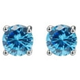 thumbnail image 4 of Paris Jewelry 18k White Gold Plated 1/2Ct Created Black Sapphire, Aquamarine & Blue Topaz 3 Pair Round Stud Earrings, 4 of 6