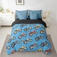 thumbnail image 2 of Erosebridal Cartoon Motorcycle Bedding Twin Size, Checkered Flag Bedding Sets Twin Size, Modern Sports Decor, Reversible, 2 of 5