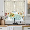 thumbnail image 4 of Colorful Flowers Kitchen Window Curtains, Swag Curtains Valance for Bedroom Living Room Bathroom, Spring Botanical Wild Florals Herbs Rod Pocket Window Treatment Curtain Block Drapes 2 Panels 36"x36", 4 of 9