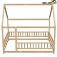 thumbnail image 2 of Bellemave Full Floor Bed, Wood Full Size House Bed Frame with Fence, Montessori Floor Bed for Bedroom（Natural), 2 of 9