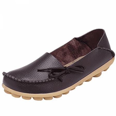 

Wish Loafers for Women Casual Slip on Dress Loafers Womens Comfortable Leather Driving Shoes Outdoor Walking Flats Shoes----Coffee（Size 42） S1916