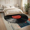 thumbnail image 3 of ODIKA 8'x10' Washable Area Rug Record Vinyl Retro Music Concentric Groove Ring Shaped Round for King Size Bedroom Under Bed, Master Suite, Non-Shedding, Easy Care, 3 of 7