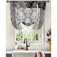 thumbnail image 3 of Black Grey Boho Tie Up Curtains for Kitchen Bathroom Bedroom Windows 54 Inch Length, Vintage Floral Contemporary Art Balloon Drape Curtains Shade Rod Pocket Drapery Curtain Panel, 42"x63", 3 of 7